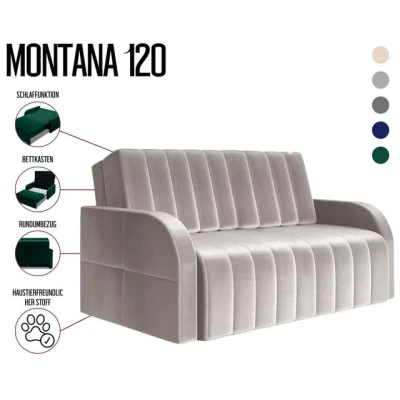 Abbildung von Sofa Sessel mit Schlaffunktion Schlafsessel Gästebett Klappsofa Bettfunktion Bettkasten Ausziehbar Couch Sofagarnitur Salon Jugendzimmer Klein Kindersofa MONTANA 120 (Beige Paros 02)
