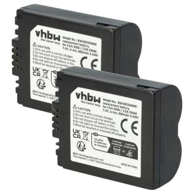 Abbildung von vhbw 2X Akku Ersatz für Panasonic DMW BMA7, CGR S006E, S006, CGA S006 Kamera (600 mAh, 7,2 V, Li Ion)
