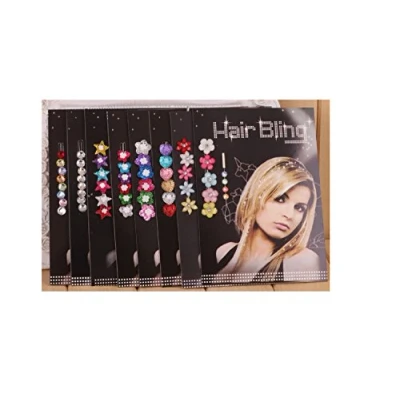 Abbildung von Miya 9 Set 65 Stücke Hair Bling Kristall Haarschmuck Blume zum einfädeln Kinder Strassteine steinchen Glitzer Frisur Haarkristalle ohne Hitze HB010