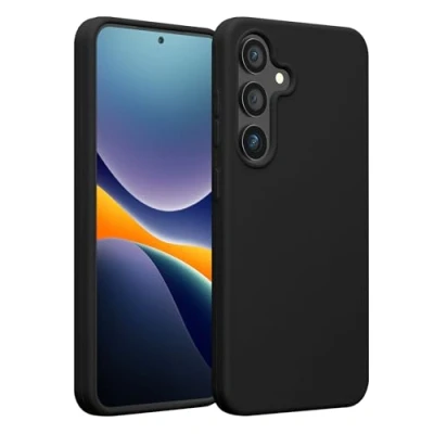 Abbildung von kwmobile Hülle kompatibel mit Samsung Galaxy S25 Plus Silikon Handy Case Handyhülle weiche Oberfläche kabelloses Laden Schwarz