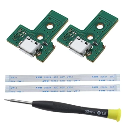 Abbildung von EMSea Schnittstellenplatine JDS 030 und 12 poliges Flachbandkabel, kompatibel mit PS4 Pro/Slim Wireless Controller, Ersatz Ladeanschluss, 2 Stück