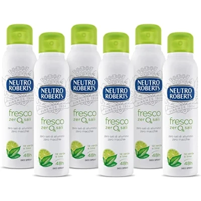 Abbildung von 12x Neutro Roberts Fresco Verde Deodorant Spray, mit grünem Tee und Limette, zero Aluminiumsalze, null Flecken 150 ml + Italian Gourmet Polpa 400g