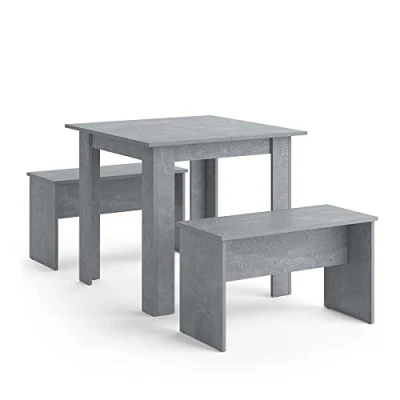 Abbildung von Vicco Essgruppe Sentio, Beton, 80 x cm mit 2 Bänken, (Set, 3 tlg., er Set), platzsparend