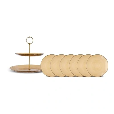 Abbildung von Karaca Kuchenteller Dune 7 teiliges Dessertset Dessertteller Tafelservice Tellerset