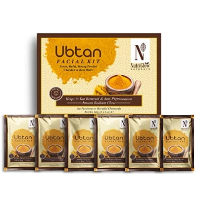 Abbildung von Nutriglow Natural&#039;s Ubtan Facial Kit for Glowing Skin, Tan Removal with Haldi &amp; Chandan, 60Gm