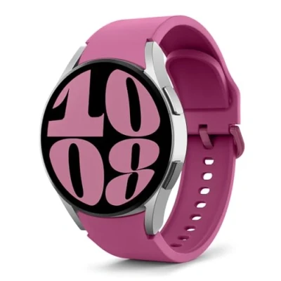 Abbildung von MoKo Armband Kompatibel mit Samsung Galaxy Watch 7 FE 6 5 4 40mm 44mm/Watch Classic 43mm 47mm/Watch Pro 45mm/Watch 42mm 46mm, Weiches Silikon Ersatzarmband, Wein Rot