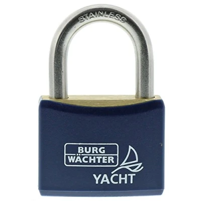 Abbildung von BURG WÄCHTER 460 Yacht, Herkömmliches Vorhängeschloss, Tastensperre, Unterschiedliche Schließung, Zaun, Selbstlagerung, Schuppen, Blau, Metallisch, Messing, Kunststoff