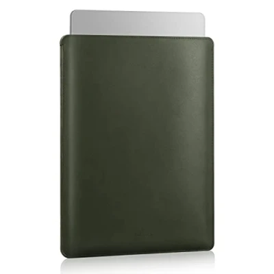 Abbildung von MoKo Hülle Kompatibel mit MacBook Pro 14&quot; M2 MAX 2023/2021, Schlanke Stilvolle Laptop Tasche aus PU Leder, Fliz Sleeve Case Tragetasche für 14 ZollLaptop, Nachtgrün