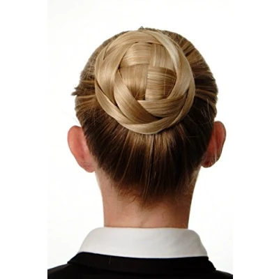 Abbildung von WIG ME UP Haarknoten Dutt Haarteil aufwendig geflochten Brautschmuck Tracht Steck Kamm Haarnadel Blond Goldblond Platinblond Mix Q399D 24BH613