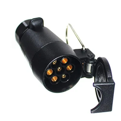 Abbildung von 1x 7 polige Kupplungsdose für 12V Anhänger mit Klappe in Steckerform Kontrastecker Verlängerung Dose Neu Old Harvest