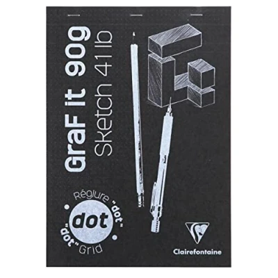 Abbildung von Clairefontaine 96653C Packung mit 5 Skizzenblöcken GRAF IT, DIN A4 21x29,7cm, kopfseitig geheftet, Dot Lineatur 80 Blatt 90g, sortierte Farben, 1 Pack