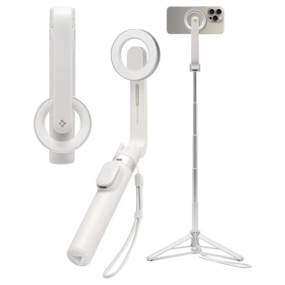 Abbildung von Spigen Magsafe Selfie Stick Stativ Wondersnap [Spigen MagFit Technologie] Bluetooth Fernbedienung Kompatibel mit iPhone 16/15 Pro Max, Samsung Galaxy S24/S23 Dune Beige