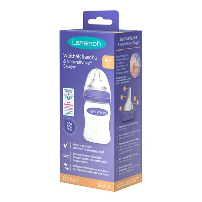 Abbildung von Lansinoh Babyflasche mit NaturalWave Sauger Gr. S, 160 ml