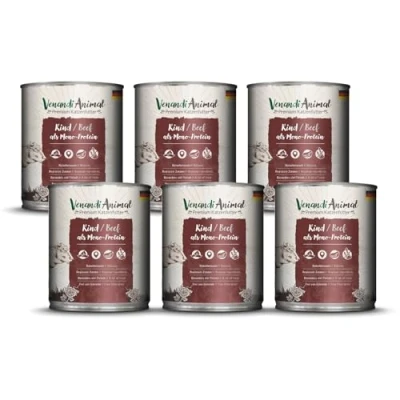 Abbildung von Venandi Animal Premium Nassfutter für Katzen Rind als Monoprotein 6er Pack (6 x 800 g), getreidefrei,
