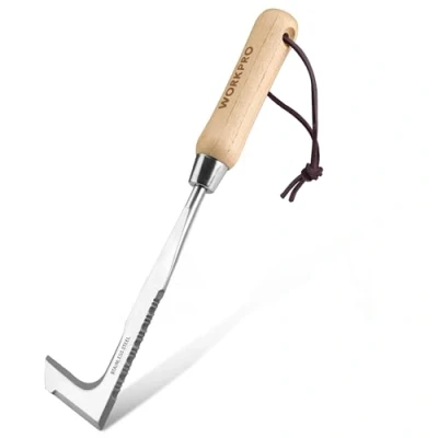 Abbildung von WORKPRO Fugenkratzer 31,5cm mit Holzgriff, Unkrautstecher gezackter Kante, Unkrautjäter zum Entfernen von Moos &amp; Unkraut, Unkraut Entferner Gerät für Gartenarbeit