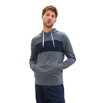 Abbildung von TOM Tailor MIT Color Blocking Kapuzenpullover, Herren, Größe: XXL, Dusty dark teal spacedye