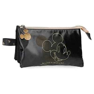 Abbildung von Disney Mickey Outline Dreibettzimmer Schwarz 22x12x5 cm Polyester, Schwarz, Dreifach Etui
