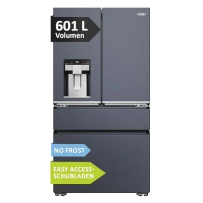 Abbildung von Haier French Door 90 SERIE 7 PRO HFW7918EIMB Kühl Gefrierkombination/Total No Frost/Smart hON App/HumidityZone/MyZone XL/Leise nur 35 db(A) / Türdisplay/Obsidian Black Inox