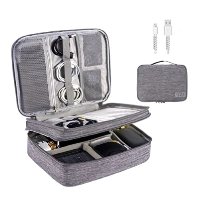 Abbildung von OrgaWise Kabeltasche Kabelorganizer Kabel Etui Elektronik Zubehör Organizer Tasche Universaltasche für Bag Accessories(3layer Grau)