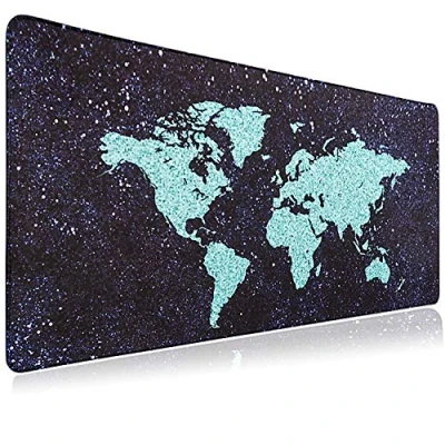 Abbildung von LIEVD XXL Gaming Mauspad 900 x 400 mm Schreibtischunterlage groß Mousepad rutschfest für verbesserte Geschwindigkeit Tischunterlage wasserabweisend PC Matte Worlmap Print