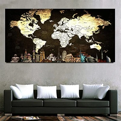 Abbildung von Diamond Painting groß Voll Weltkarte 5D Diamant Bilder Erwachsene, Kinder,Daiments Set,Anfänger Diamantmalerei, DIY Daiments 60x120cm,24x48in