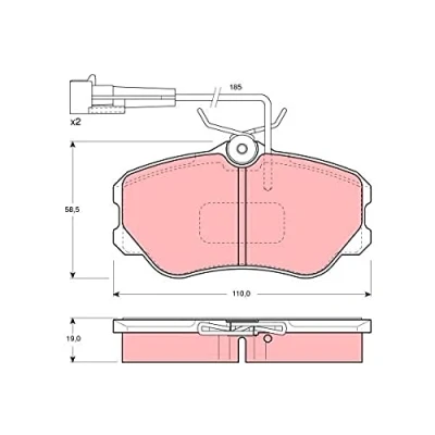 Abbildung von TRW GDB1095 Bremsbelagsatz inkl. Verschleißwarnkontakt mit Bremssattelschrauben Zubehör ALFA ROMEO: 164, LANCIA: Thema Limousine