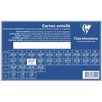 Abbildung von Clairefontaine 33999C Leinwand (3 mm, Querformat, 27 x 19 cm, ideal für Nasstechniken, praktisch und einfach zu verwenden) weiß