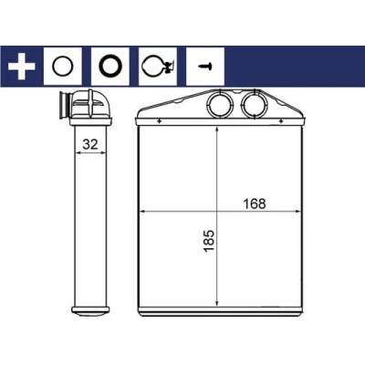 Abbildung von MAHLE ORIGINAL AH 13 000S Wärmetauscher mit Zubehör Abdeckung, Dichtring, Schlauchklemme, Schrauben OPEL: Vectra C Caravan, Signum CC