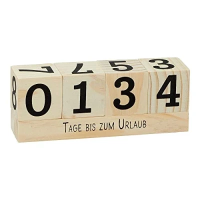 Abbildung von Cepewa Countdown Würfel Natur aus Holz 16 x 6 cm Urlaub Weihnachten Geburt Geburtstag Ruhestand Prüfung