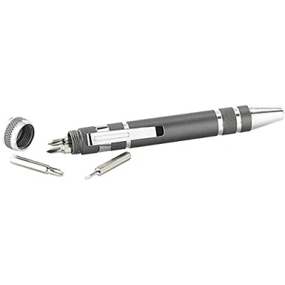 Abbildung von PEARL Multi Schraubenzieher: 8in1 Schraubendreher im Kugelschreiber Design, 4x Kreuz und Schlitz (Multifunktions Schraubendreher, Mini Feinmechaniker)