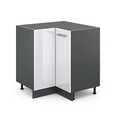 Abbildung von Vicco Eckunterschrank R Line, Weiß Hochglanz/Anthrazit, 75.6 cm ohne Arbeitsplatte