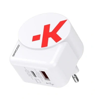 Abbildung von SKROSS Euro AC65PD USB Ladegerät mit C Kabel Wandladegerät 2 Power Delivery für den Einsatz in Europa 65W 160cm inklusive GaN Technologie