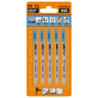 Abbildung von CMT ORANGE TOOLS JT127D 5 HCS STICHSÄGEBLÄTTER FÜR EBENES UND FEINES ALUMINIUM 100X3X8TPI