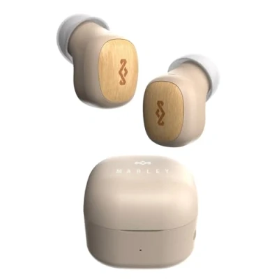 Abbildung von House of Marley Smile Jamaica True Wireless Ohrhörer Kleine Bluetooth Ohrstöpsel, 14 Stunden Spielzeit, Mini In Ear Kopfhörer, TWS Kopfhörer mit Ladeetui, nachhaltige Materialien, Creme