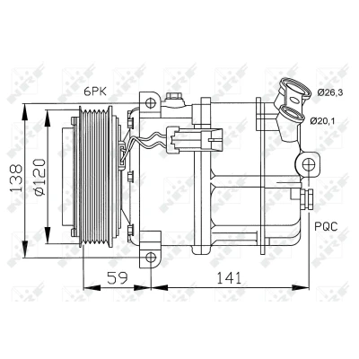 Abbildung von NRF 32191 Kompressor PXV16 12 PAG 46 mit Kompressoröl OPEL: Vectra C Caravan, Signum CC, Limousine, SAAB: 9 3 Cabrio, Kombi
