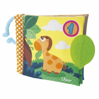 Abbildung von Chicco 123 Stoffbuch, Baby Spielbuch mit Beißspielzeug, Weiches Stoffbuch vielen Aktivitäten, Fühlbuch, Babybuch, und Kleinkindspielzeug 3 Monate 2 Jahre