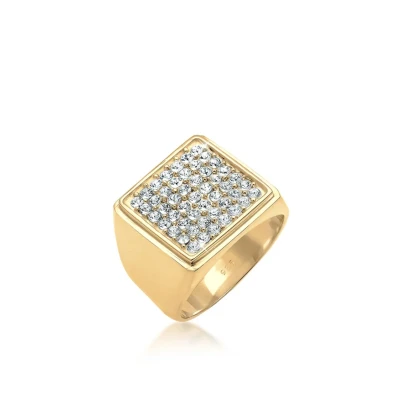 Abbildung von Elli Ring Damen Geo Siegelring Kristalle in 925 Sterling Silber