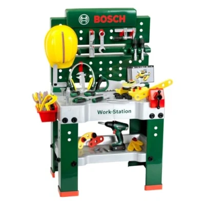 Abbildung von Klein Spielwerkbank BOSCH Workstation Mega, mit Handwerker Set, Akkuschrauber, Made in Germany