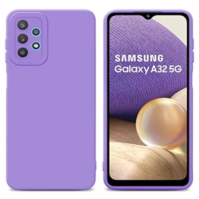 Abbildung von Cadorabo Hülle kompatibel mit Samsung Galaxy A32 5G Schutzhülle TPU Silikon Case Liquid Design Kameraschutz Slim Kratzfest Weiche Gummi Rundumschutz für in Lila