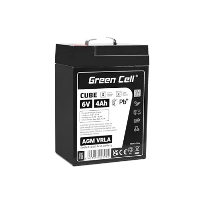Abbildung von Green Cell AGM 6V 4Ah Akku VRLA Bleibatterie Bleiakku Ersatzakku Gelakku Akkubatterie Zyklenfest Unbemannt Spielzeug Elektro Alarm Notstrom Kinderfahrzeuge Kinder Quad AGM15 Schwarz