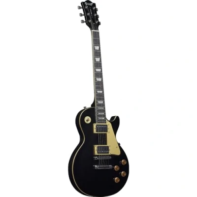 Abbildung von Spencer by Eko LP10 BLACK, E Gitarre, Korpus Pappel, Hals aus Ahorn, Griffbrett Kunstharz, Tonabnehmer H H, 3 Wege Toggle Switch, Tune O matic Brücke, Farbe Schwarz