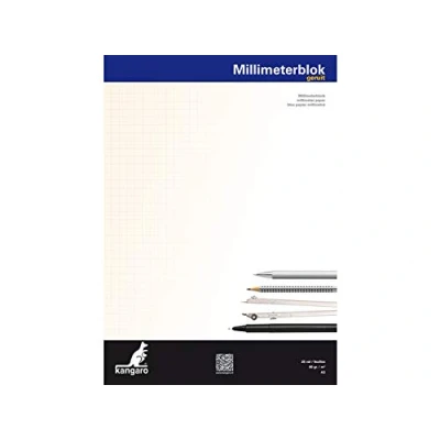 Abbildung von Millimeterpapier Kangaro A3 80 grams block 25 Blatt. Packung mit 5 Stück.