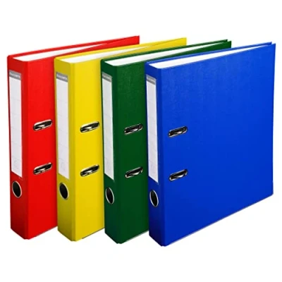 Abbildung von Exacompta 915400B 20er Pack Kunststoff Ordner 5 cm schmal DIN A4 Kunststoffbezug außen Papierbezug innen Rückenschild austauschbar Ringordner Aktenordner Briefordner Büroordner farbig sortiert