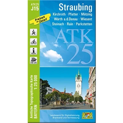 Abbildung von ATK25 J15 Straubing (Amtliche Topographische Karte 1:25000): Steinach, Rain, Parkstetten, Wörth a.d.Donau, Wiesent, Kirchroth, Pfatter, Mötzing (ATK25 Amtliche 1:25000 Bayern)