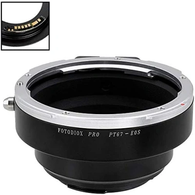 Abbildung von Fotodiox Pro Lens Mount Adapter Compatible with Pentax 6x7 (P67, PK67) SLR on Canon EOS (EF, EF S) D/SLR Camera Body Gen10 Focus Confirmation Chip