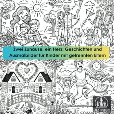 Abbildung von Zwei Zuhause, ein Herz: Geschichten und Ausmalbilder für Kinder mit getrennten Eltern