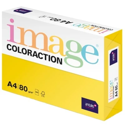 Abbildung von Image Coloraction Canary farbiges Kopierpapier DIN A4, 210 x 297 mm, 80 g/m² buntes, holzfreies Druckerpapier für Kopierer 500 Blatt Kanariengelb