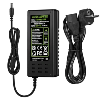 Abbildung von HOUHUI 24V 6A netzteil Adapter, Universal AC 100 240V bis DC 24 Volt 6 Amp Stromversorgung für LED Streifen, TVs DVD LCD Monitor Funkgerät Kamera Euro Stecker 5,5 * 2,5/2,1mm