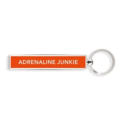 Abbildung von IF Show Offs Keys Metal Slogan Keyring Gift Adrenaline Junkie Schlüsselanhänger, 8 cm, Orange