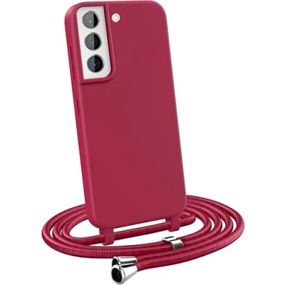 Abbildung von MyGadget Handykette für Samsung Galaxy S21 Plus [ Hülle mit verstellbaren Band ] TPU Handyhülle Handyband zum Umhängen Kordel Schnur Case Schutzhülle Bordeaux